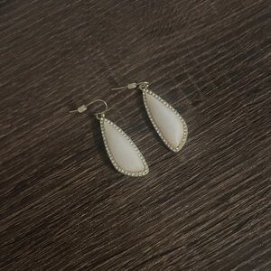 Elegant Gold and Cream Teardrop Earrings
